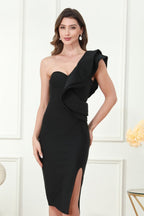 Bandage Slit Ruffle Cocktail Dress