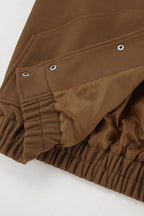 Mocha Brown Wool Blend Stand Collar Coat
