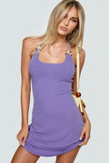 Beaded Halter TieUp Mini Dress