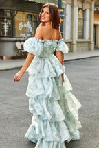Ruffle Sleeve Tie Waist Floral Maxi Dress