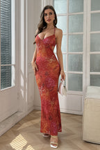 Vacation Printed Strapless Bodycon Floral Dress