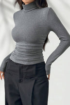 Elegant Fitted Long Sleeve Turtle Neck Knit Top