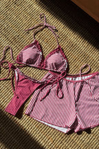 Colorblock Polka Dot Three Piece Swim Set