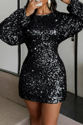 Elegant Slim Long Sleeve Sequin Dress
