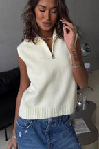 Solid Color Knit Vest Sweater