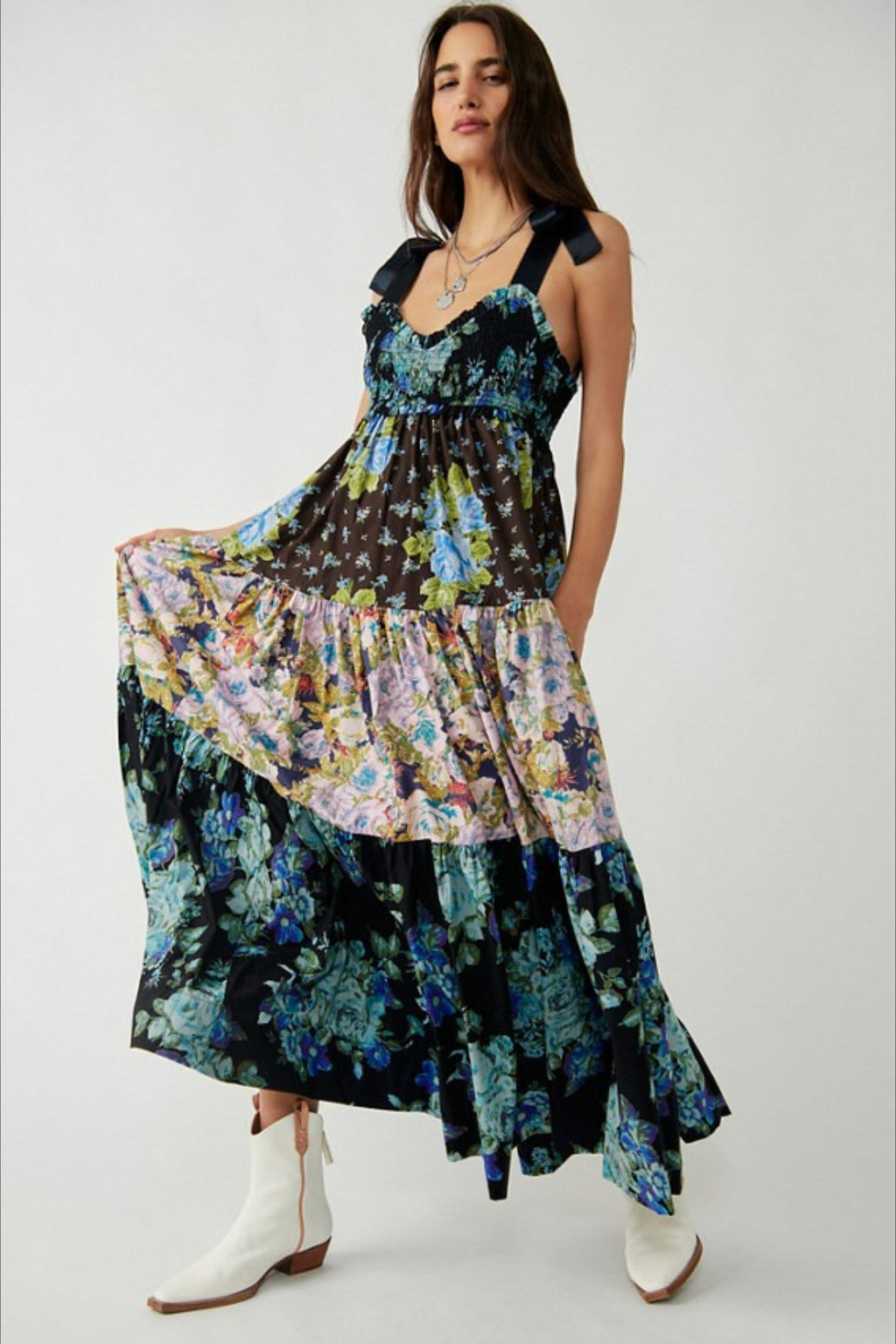 Vintage Print Cami Maxi Boho Dress