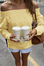Solid Off Shoulder Pullover Sweater