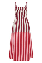 Striped Print Camisole Pleated Holiday Midi Dress