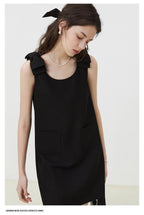 Black Sleeveless Bow Detail A-Line Mini Dress