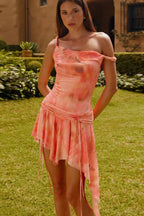 Tassel Tie Dye Pleated Midi Dress