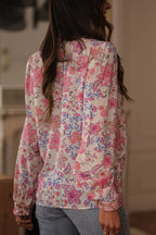 Floral Print Long-Sleeved Button-Up Elegant Shirt