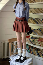 Plus Size Plaid Pleated Skirt