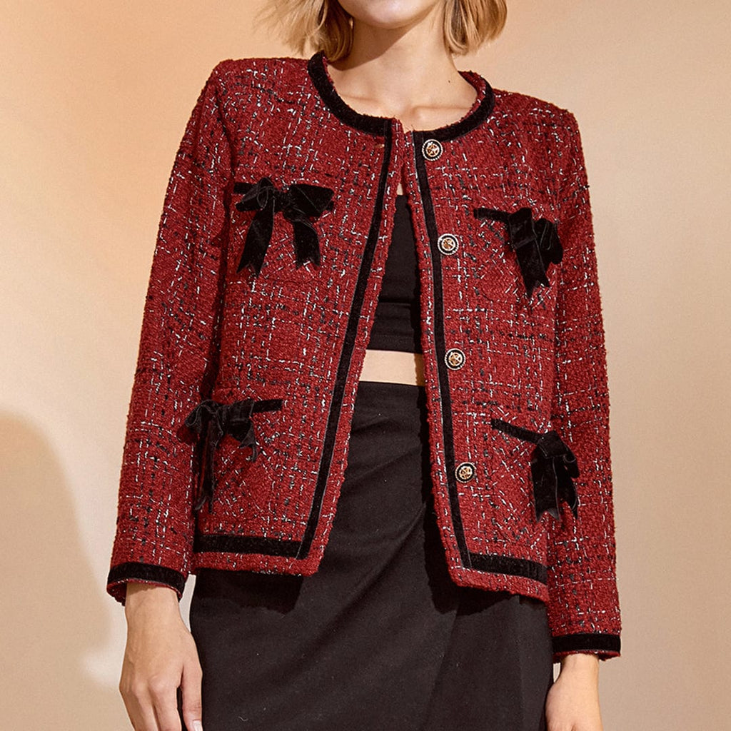 Finlay Fire Brick Bow Textured Jacket Set
