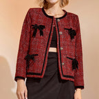 Finlay Fire Brick Bow Textured Jacket Set