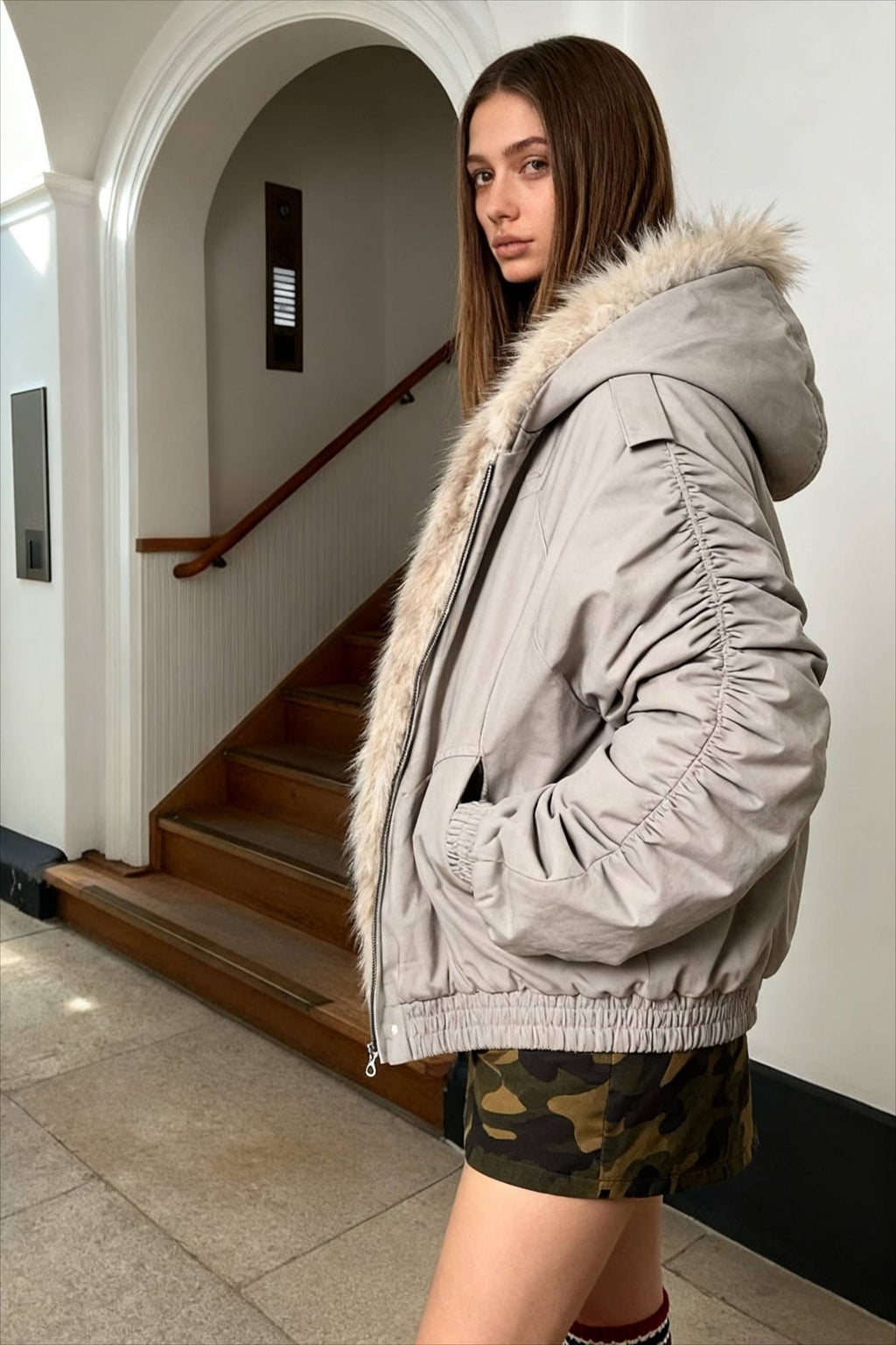 FurLined Oversized Bomber Jacket