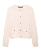 Cropped Knit Pocket Cardigan