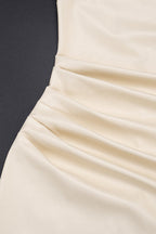 Ruched PU Leather Bodycon Dress
