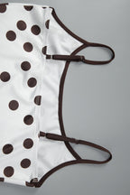 Polka Dot Sleeveless Crop Top High Waist Contrast Skirt Set