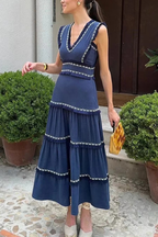 Temperamental and Mature V-neck Tassel Dress