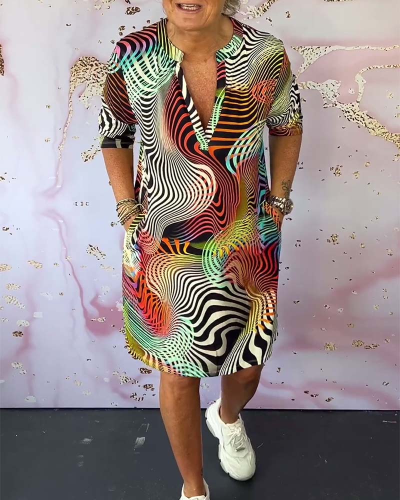Salomé Boutique Slimming Dress with a Colorful Print Elevated Occasion Wear