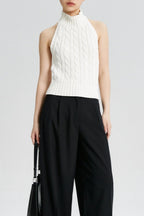 Cable Crochet Halter Knit Top