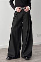 Casual 3D Pleat A-Line Wide Leg Pants