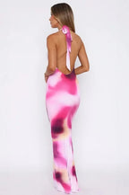 Deep V neck Backless Maxi Dress