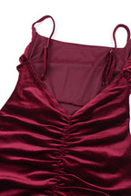 Velvet Ruched Low-Back Party Dress