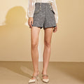 Dim Grey Button Decor A-Line Shorts