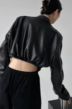 PU Leather Crop Jacket