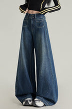 Wide Leg Flare High Waist Fleece Lined Jeans