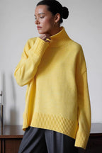 Solid Color Turtleneck Knit Sweater
