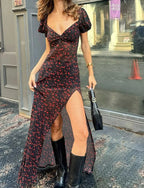 Puff Sleeve Maxi Street Floral Dress