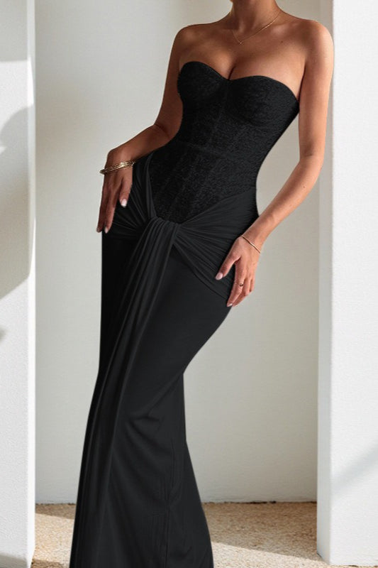 Sexy Strapless Backless Ribbon Elegant Formal Dress