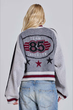 Retro Gothic Colorblock Zip-Up Knit Sweater