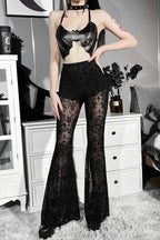 Y2K See-Through Mesh Floral Pant