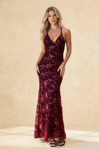 Sequins Wrap Breast Maxi Dress