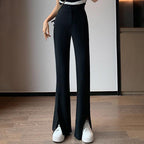 Black Split Wide-Leg Semi-Elastic Blazers