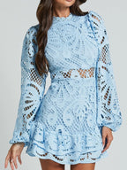 Sara Chic Long Sleeved Lace Mini Dress Designer Edit
