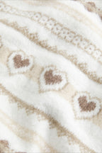 Heart Fair Isle Striped Long Sleeve Knit Sweater