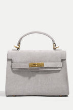 Suede metal clasp handbag Kelly bag