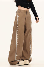 Artistic Bootcut Shell Pendant Wide Leg Casual Pants