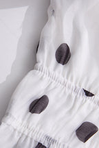 Polka Dot Puff Sleeve Ruffle Blouse A Line Tiered Skirt Set