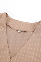 Brown Striped Two Piece Vest Pants Set