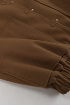 Mocha Brown Wool Blend Stand Collar Coat