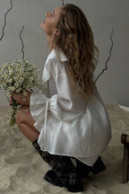 Ruffled V-Neck Loose Two-Piece Blouse