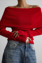 Sexy Off Shoulder Ribbed Sweater