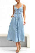 High Waist ALine Denim Dress