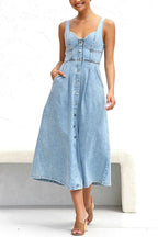 High Waist ALine Denim Dress