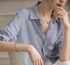 Blue Striped Silk Shirt